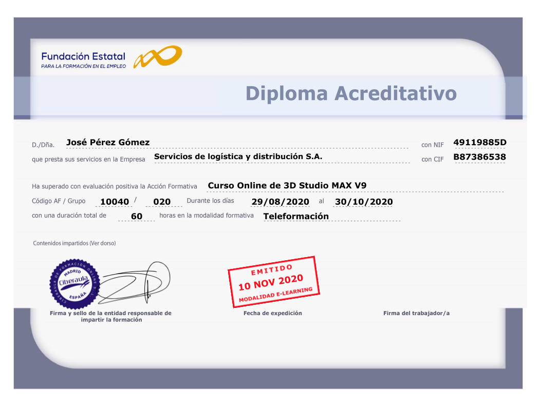 Diploma Acreditativo de Diseño 3D
